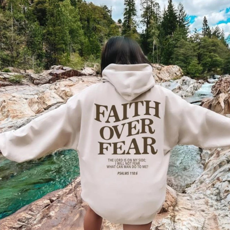 Faith Over Fear unisex hoodie – comfortabele casual hoodie met print voor heren en dames
