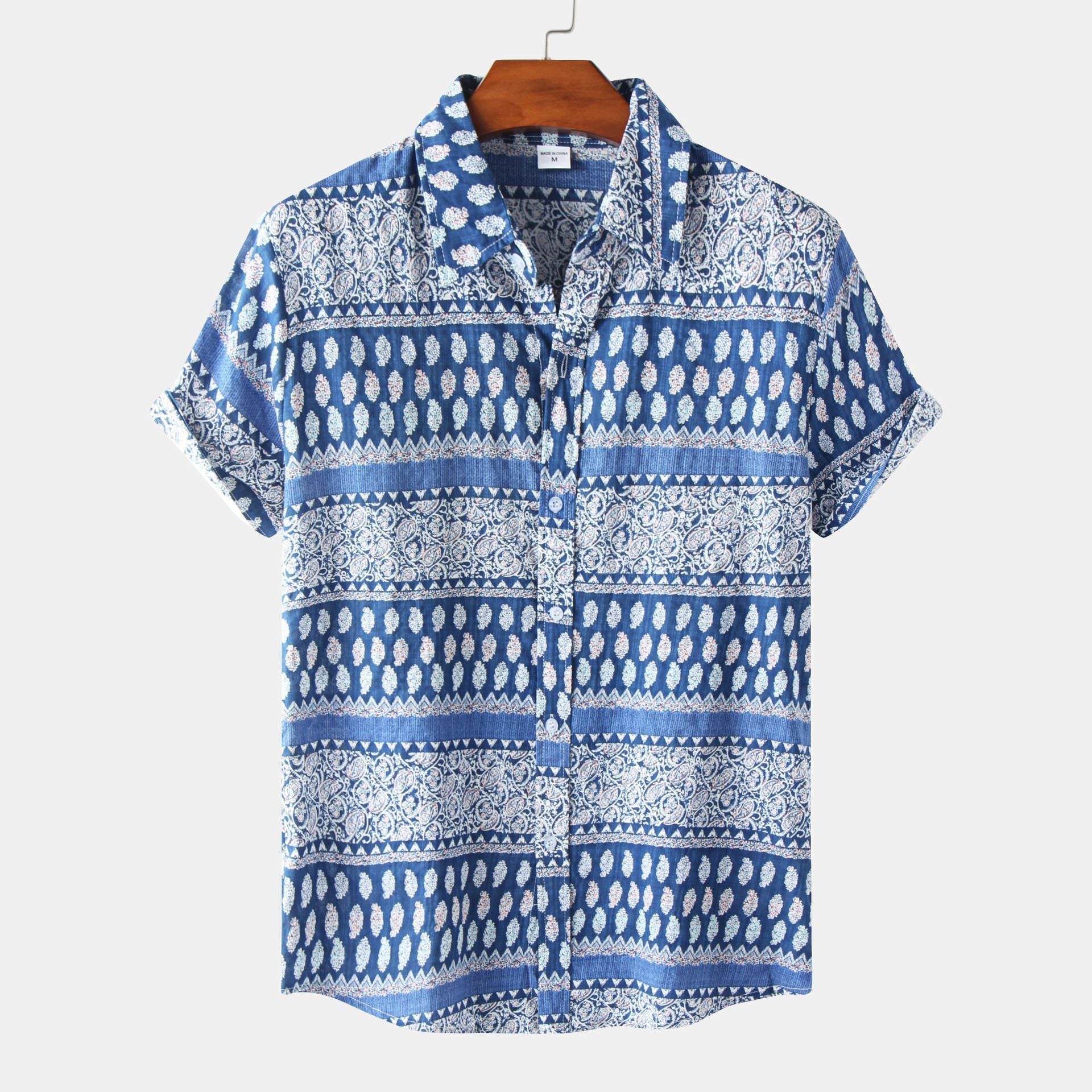 Heren Korte Mouwen Overhemd met Bloemenprint – Casual Stijl voor Zomer en Vakantie