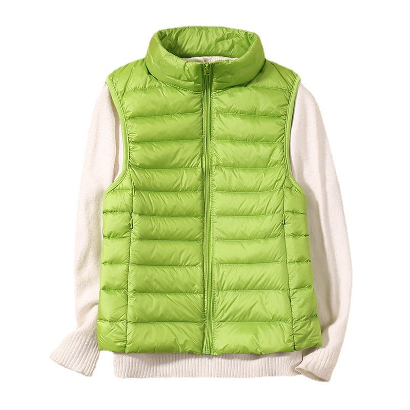 Natasha – Lichte Damesdonzen Bodywarmer met Opstaande Kraag