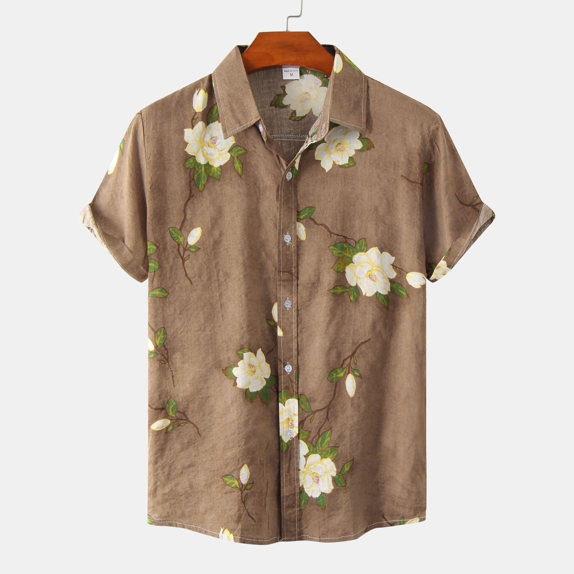 Heren Korte Mouwen Overhemd met Bloemenprint – Casual Stijl voor Zomer en Vakantie
