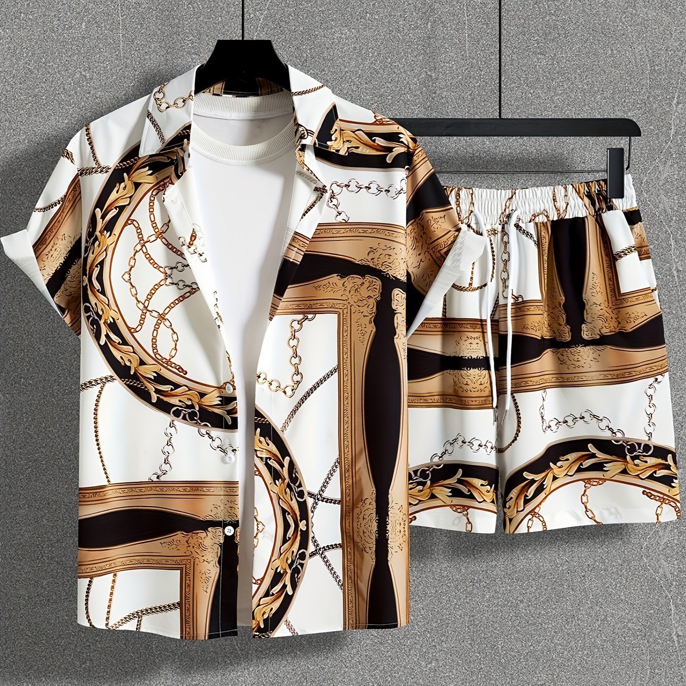 Heren Zomerset – Trendy Abstract Overhemd en Korte Broek – Casual Stijl voor Vakantie en Vrije Tijd