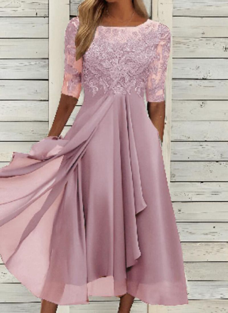 Sophie – Chiffon Stiksels Kant Holle Avondjurk voor Dames
