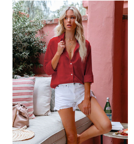 Dames Casual Blouse met Losvallende Pasvorm en Diepe V-Hals – Voor Een Relaxte en Vrouwelijke Look