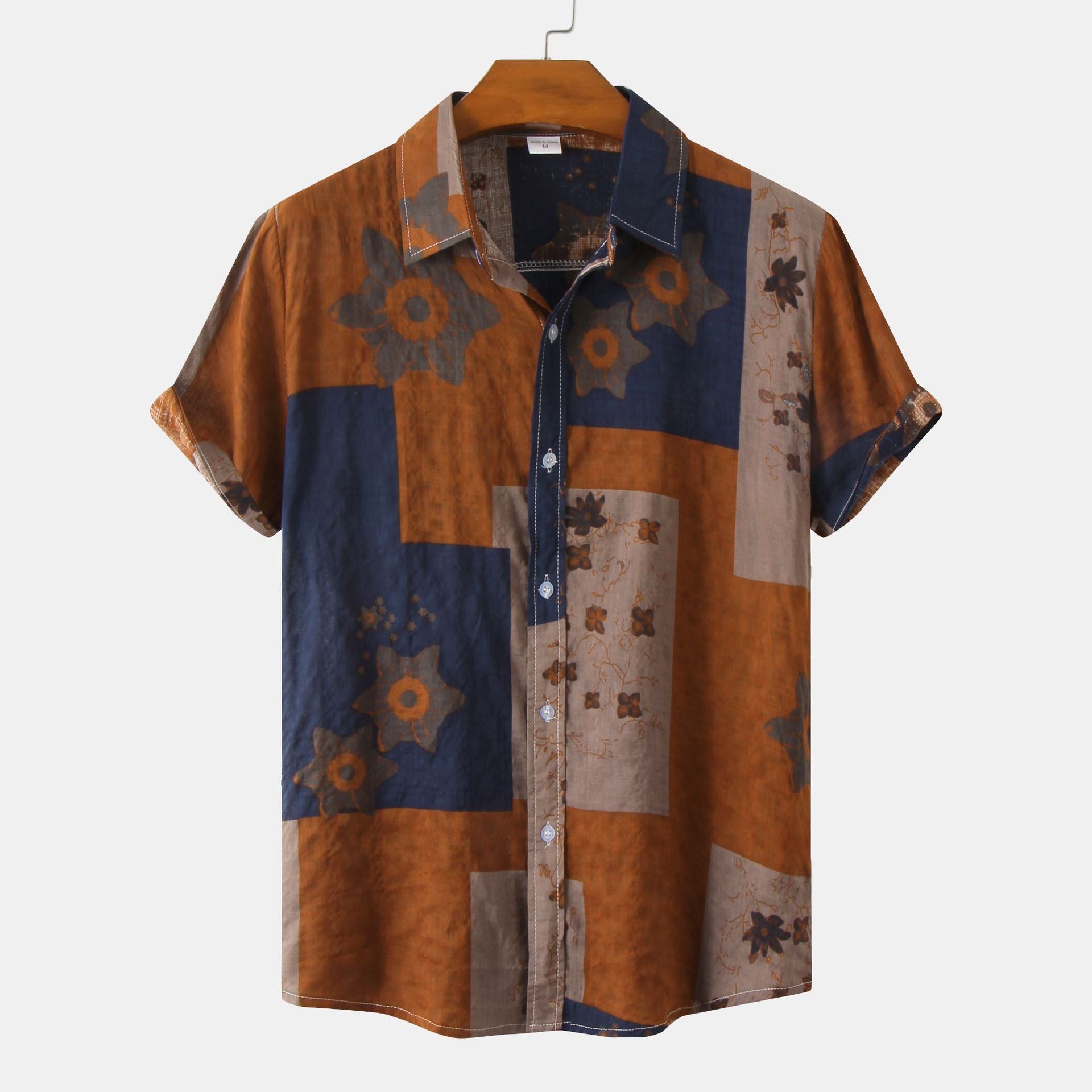 Heren Korte Mouwen Overhemd met Bloemenprint – Casual Stijl voor Zomer en Vakantie