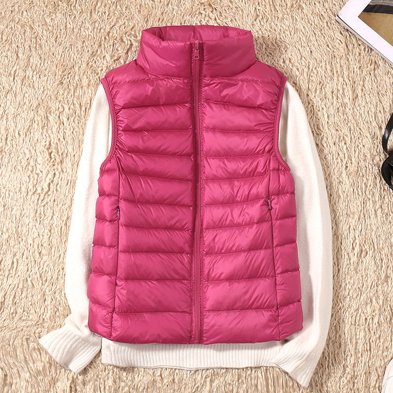 Natasha – Lichte Damesdonzen Bodywarmer met Opstaande Kraag