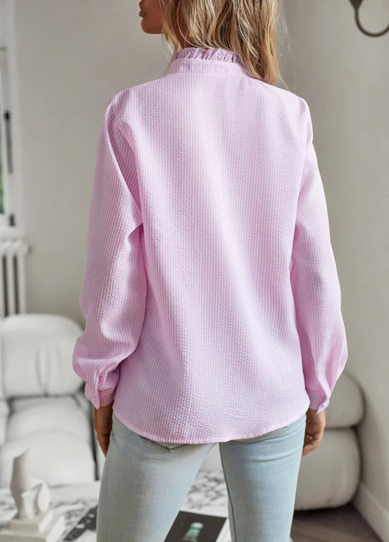Dames Chique Ruffle Blouse – Casual & Zakelijk, Modieuze Lange Mouwen
