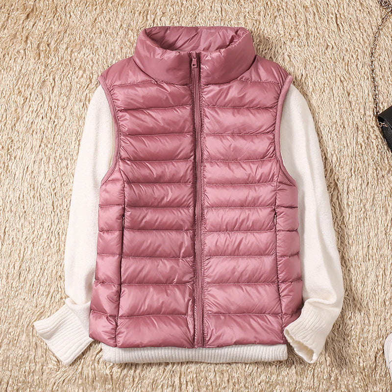 Natasha – Lichte Damesdonzen Bodywarmer met Opstaande Kraag