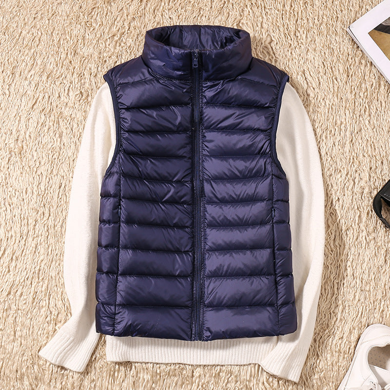 Natasha – Lichte Damesdonzen Bodywarmer met Opstaande Kraag
