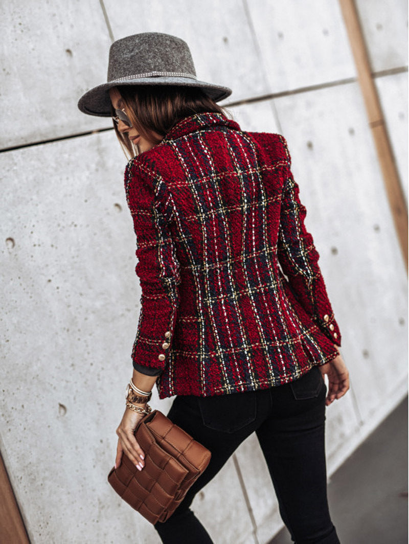 Julie – Kleine Slim-fit Blazer met Ruitpatroon