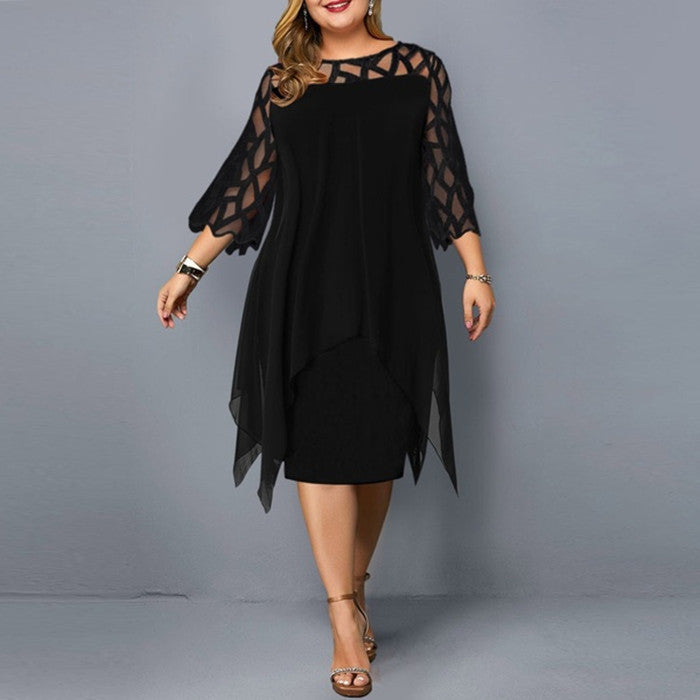 Emma – Chiffon Jurk met Kant en Onregelmatige Zoom