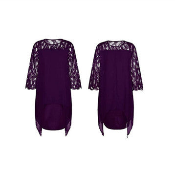 Emma – Chiffon Jurk met Kant en Onregelmatige Zoom