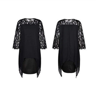 Emma – Chiffon Jurk met Kant en Onregelmatige Zoom