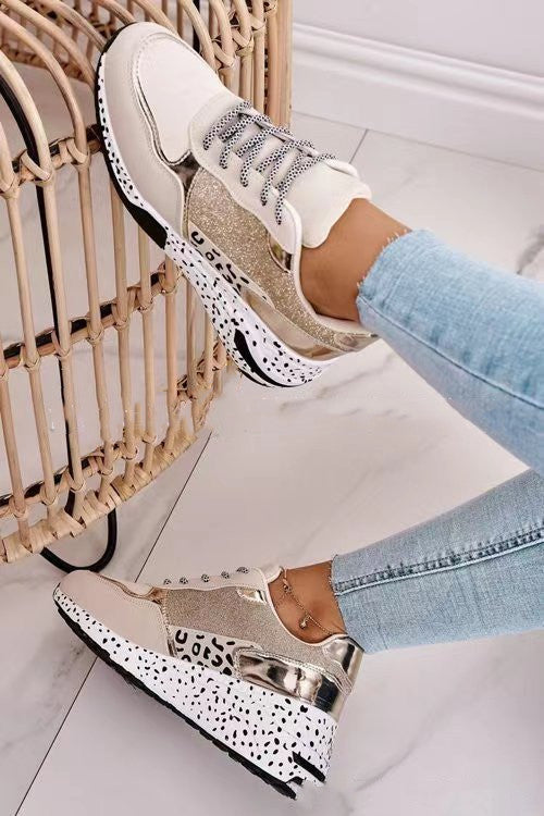 Miranda – Dames Sneakers met Veters en Plateauzool