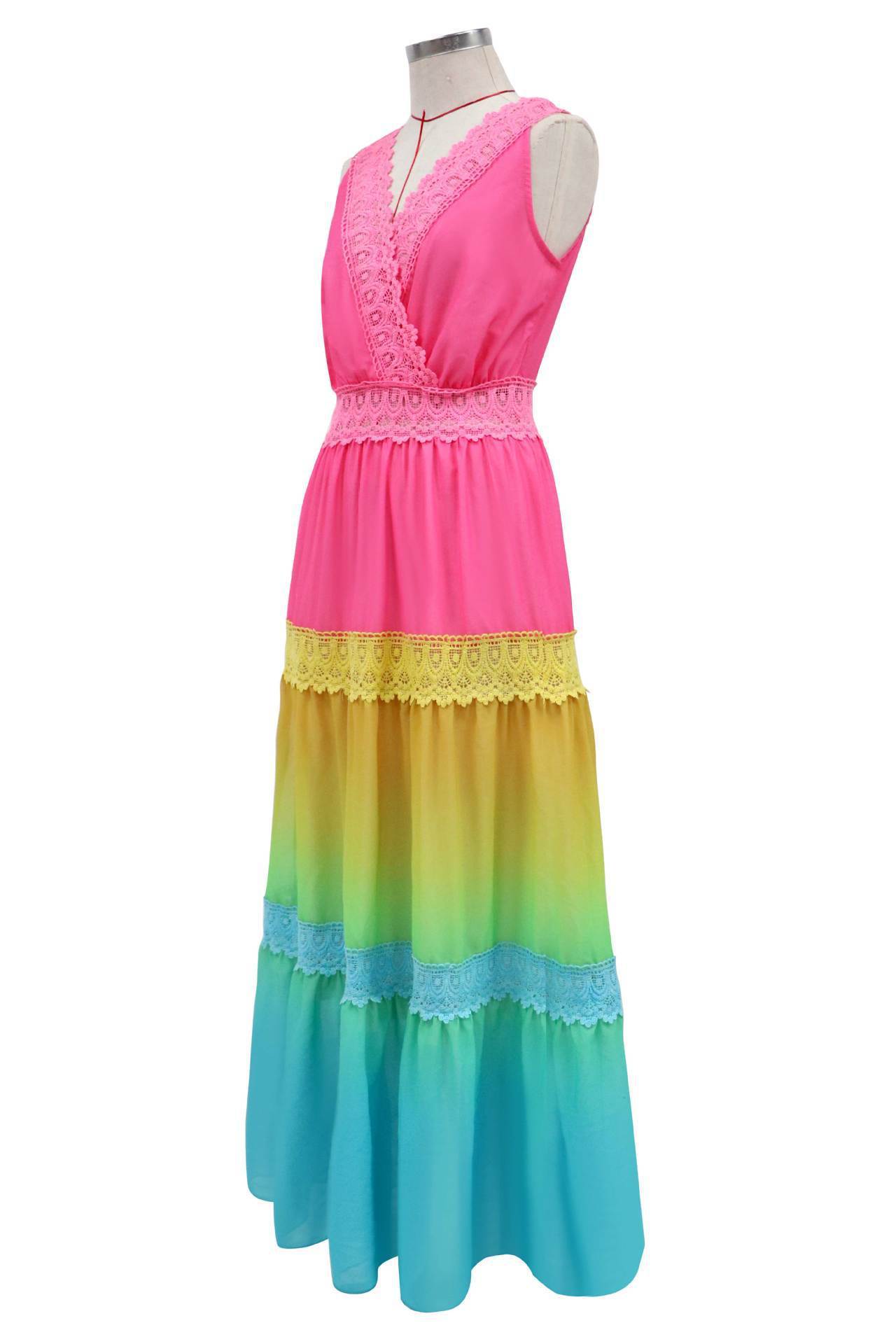 Abigail – Mouwloze Chiffon Jurk met Diepe V-Hals