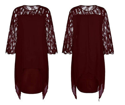 Emma – Chiffon Jurk met Kant en Onregelmatige Zoom