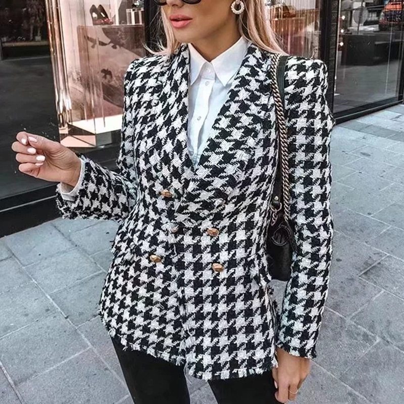 Diana – Retro Dikke Ruitenblazer voor Dames