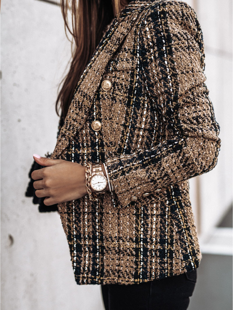 Julie – Kleine Slim-fit Blazer met Ruitpatroon