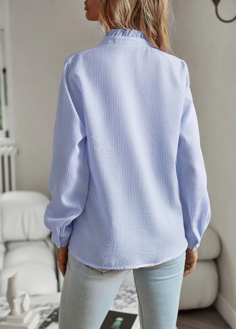 Dames Chique Ruffle Blouse – Casual & Zakelijk, Modieuze Lange Mouwen