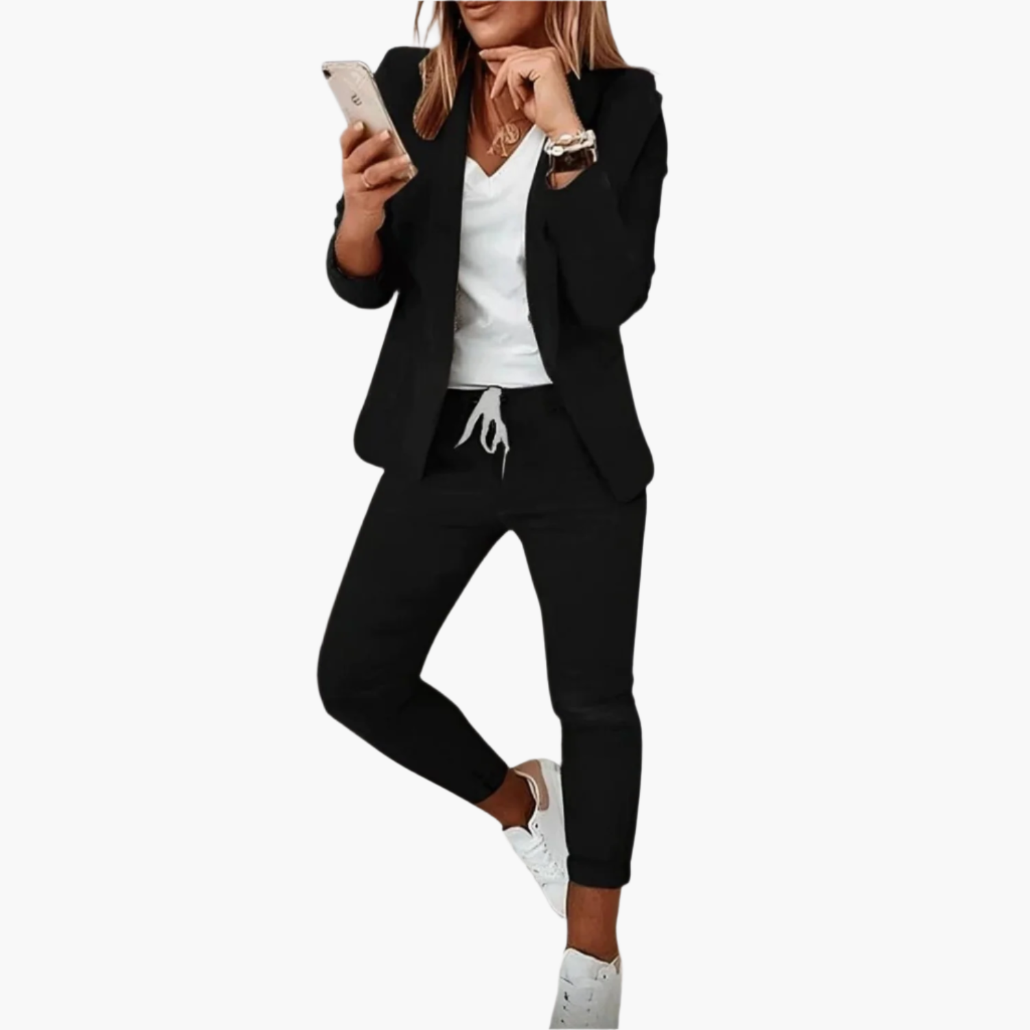 Dames Blazer en Joggingbroek Set – Stijlvol en Comfortabel Pak voor Werk en Vrije Tijd