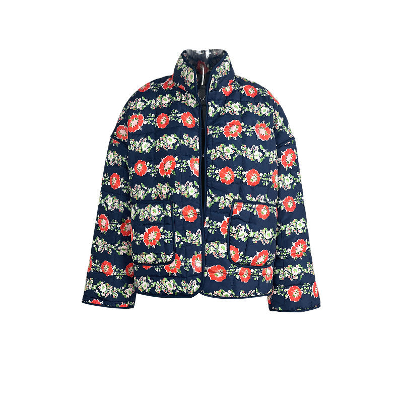 Jessica – Trendy dames bomberjack met bloemenprint en retro look voor lente en zomer