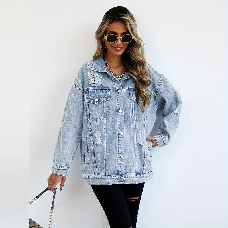 Michelle – Boyfriend-stijl Spijkerjack met Gescheurde Details