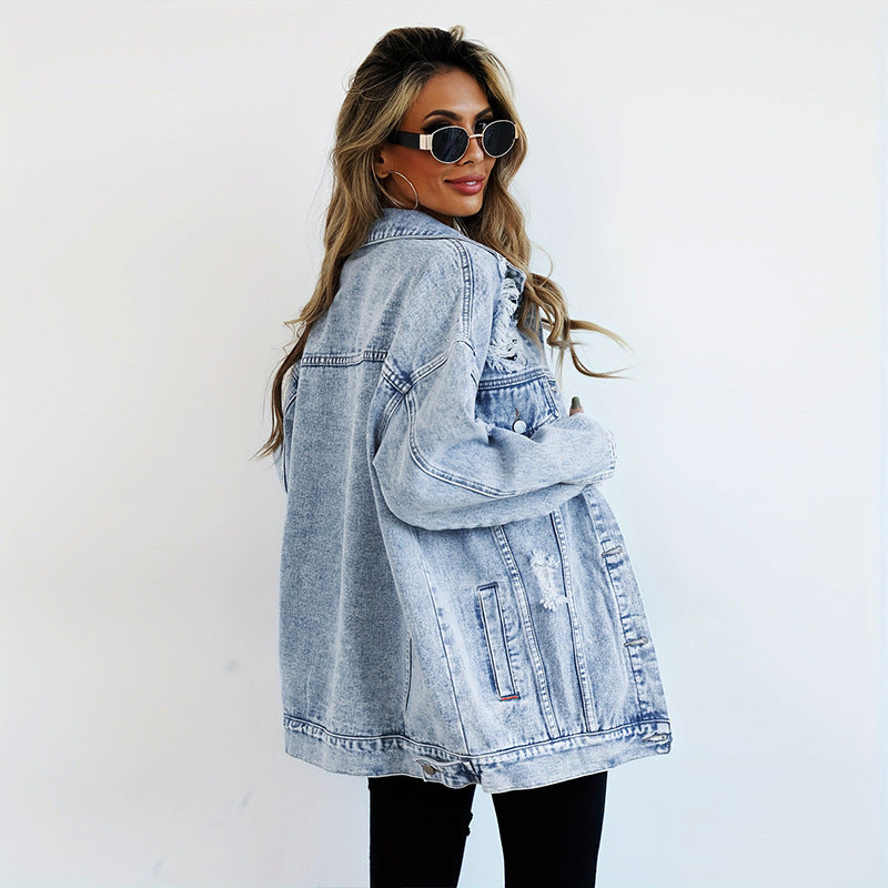 Michelle – Boyfriend-stijl Spijkerjack met Gescheurde Details