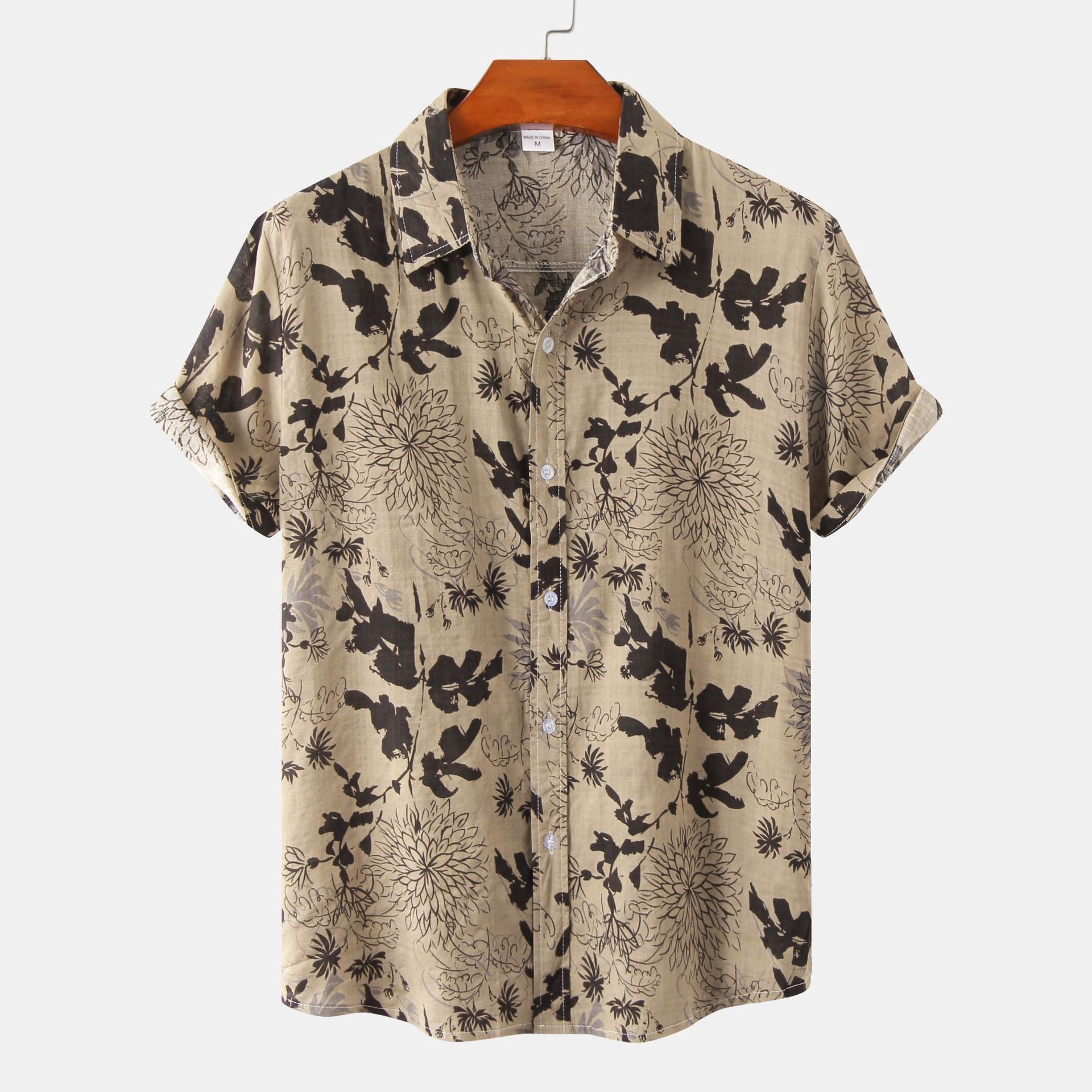Heren Korte Mouwen Overhemd met Bloemenprint – Casual Stijl voor Zomer en Vakantie