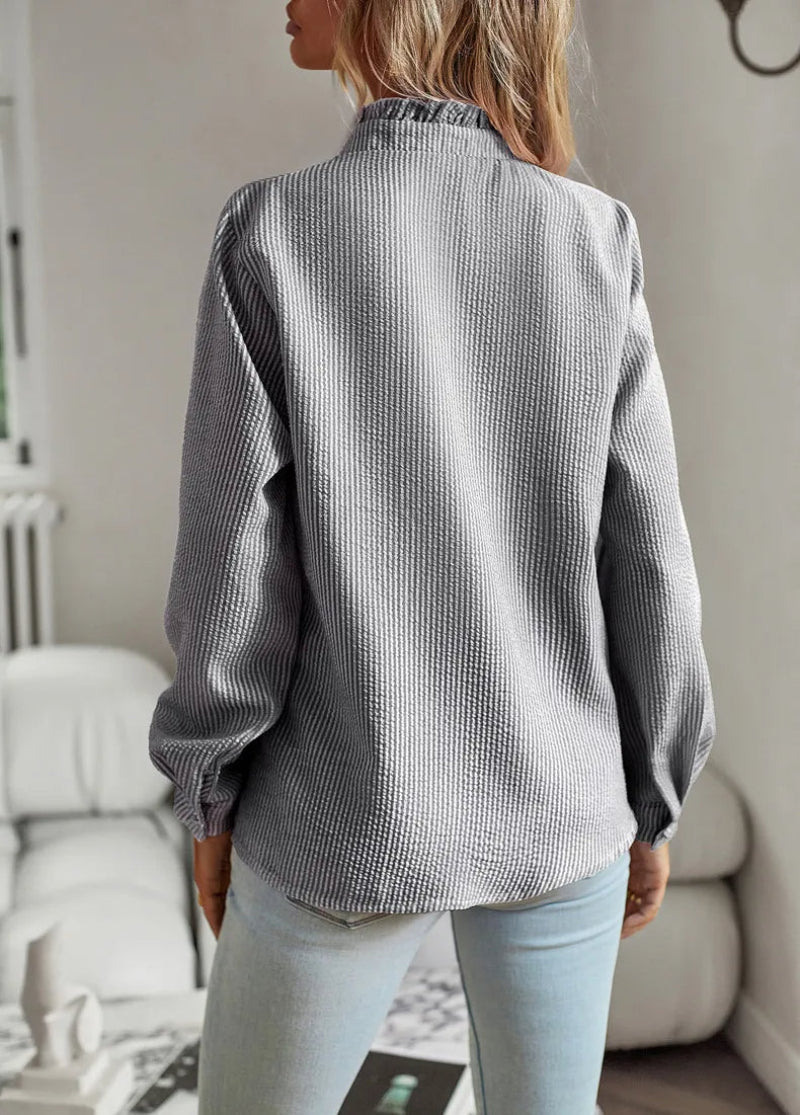 Dames Chique Ruffle Blouse – Casual & Zakelijk, Modieuze Lange Mouwen