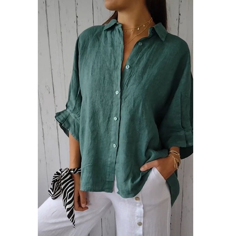 Losvallende dames blouse met lange mouwen – stijlvolle button-down shirt en tuniek top voor elke dag