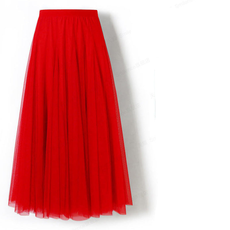 Charlotte – Geplooide Mesh Rok met Grote Swing