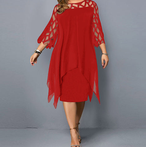 Emma – Chiffon Jurk met Kant en Onregelmatige Zoom