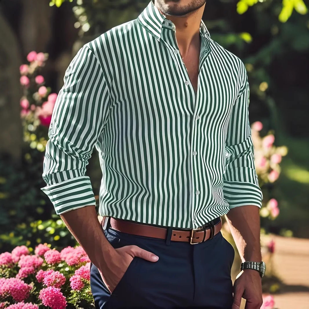 Heren Stijlvolle Gestreepte Overhemd Slim Fit – Zakelijk & Casual