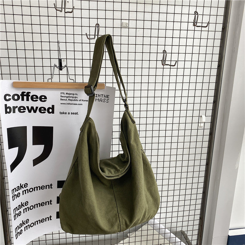 Casual Dames Oversized Canvas Schoudertas met Verstelbare Band
