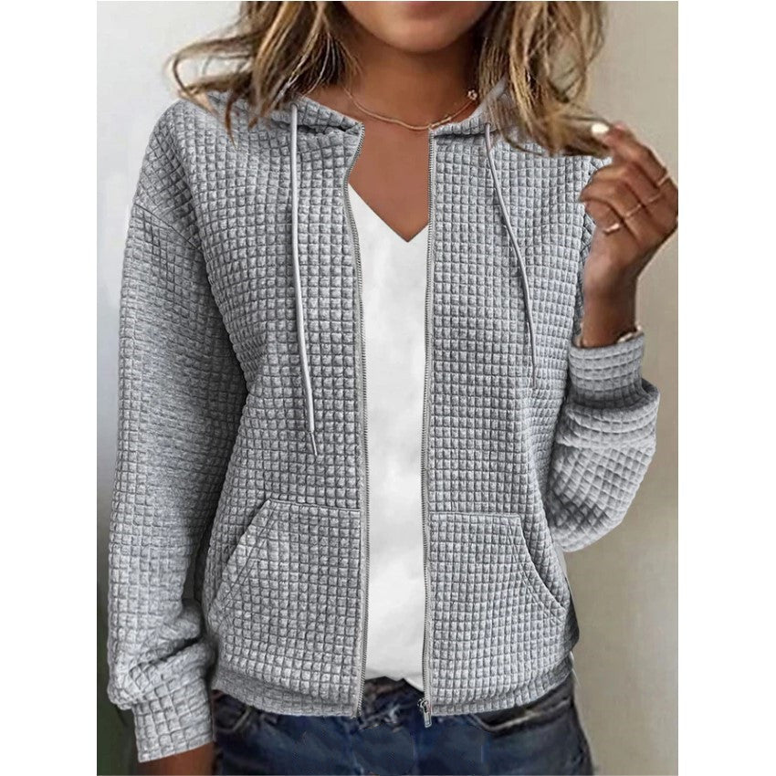 Lydia – Lange Mouwen Sweaterjas met Rits en Capuchon