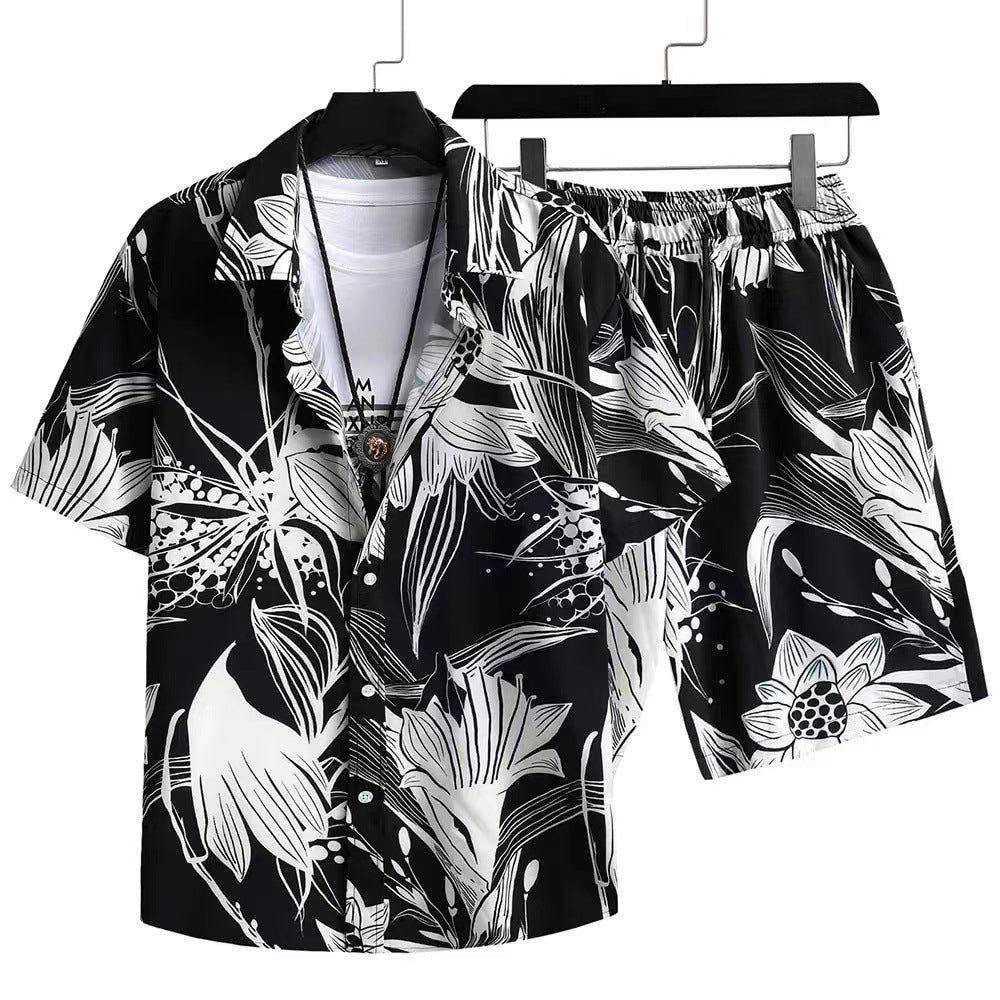 Heren Zomerset – Trendy Abstract Overhemd en Korte Broek – Casual Stijl voor Vakantie en Vrije Tijd
