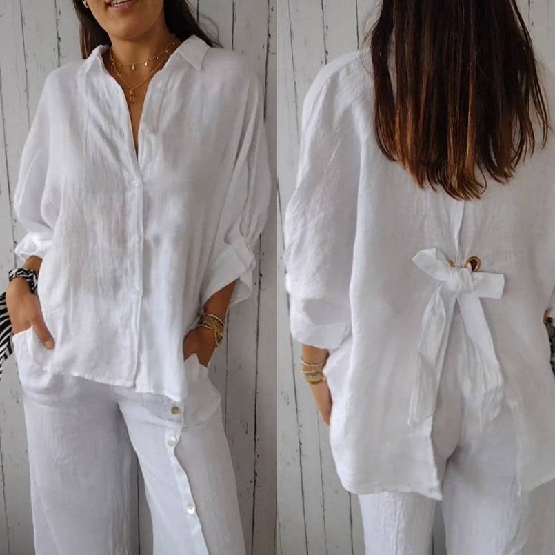 Losvallende dames blouse met lange mouwen – stijlvolle button-down shirt en tuniek top voor elke dag