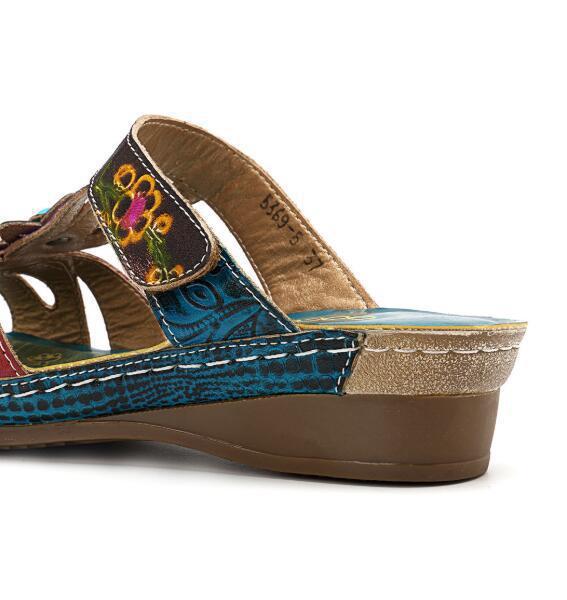 Hayley – Hakken Slippers met Etnische Bloemen voor Dames