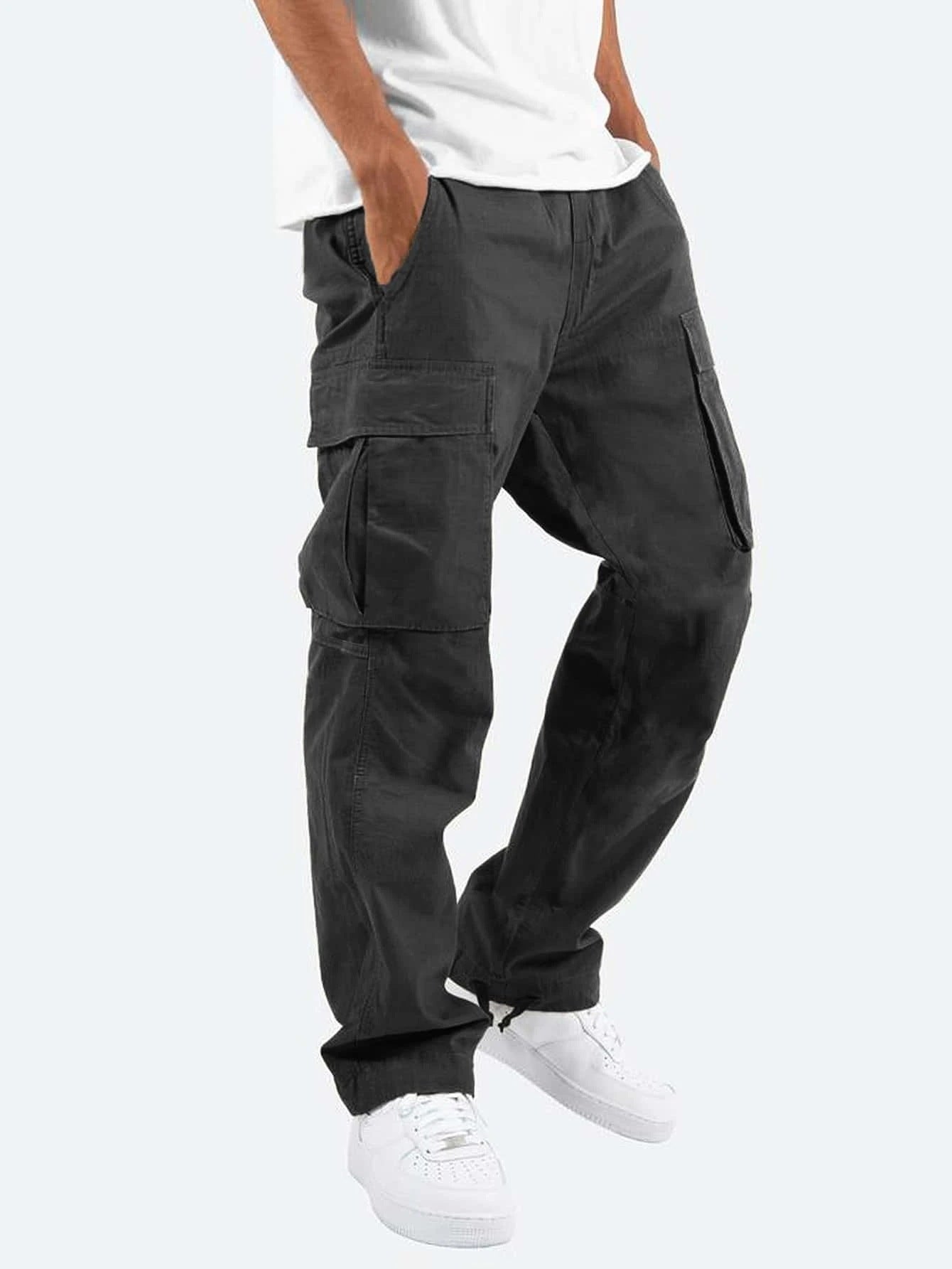 Heren Cargo Broek in Casual Streetwear Stijl met Multifunctionele Zakken