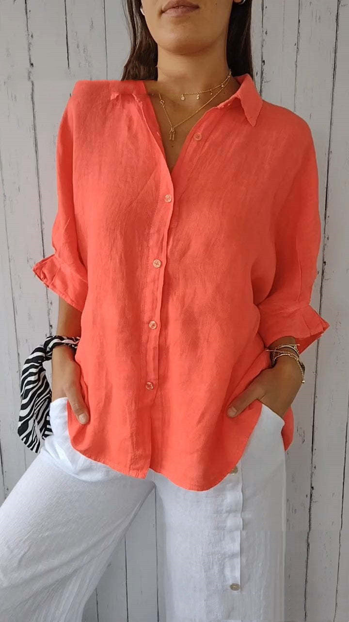 Losvallende dames blouse met lange mouwen – stijlvolle button-down shirt en tuniek top voor elke dag