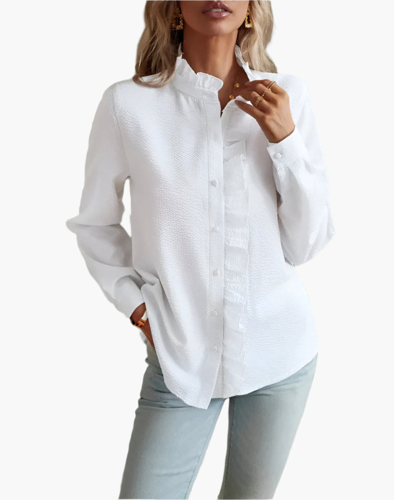 Dames Chique Ruffle Blouse – Casual & Zakelijk, Modieuze Lange Mouwen