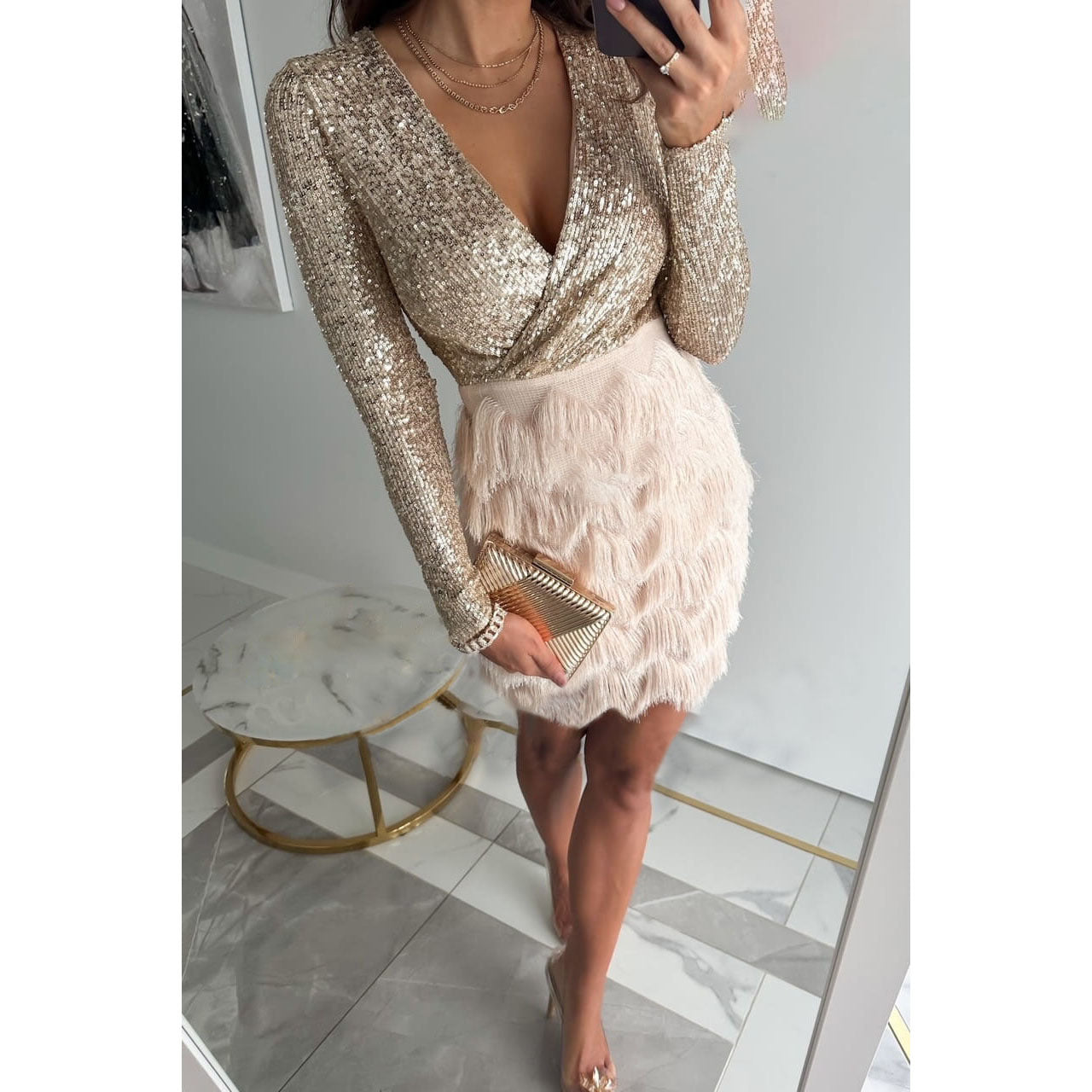 Christine – Multicolor Sequin Jurk voor Feestjes