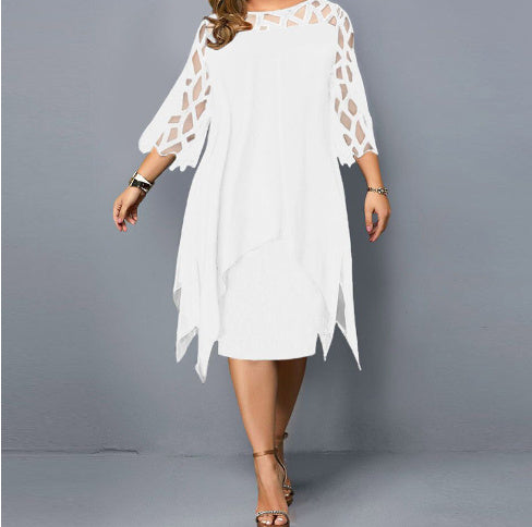 Emma – Chiffon Jurk met Kant en Onregelmatige Zoom