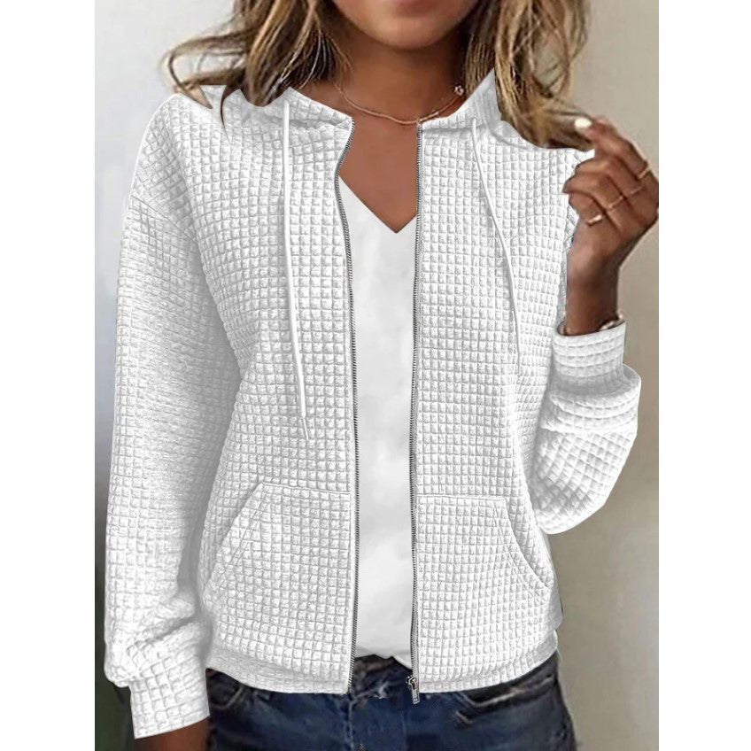Lydia – Lange Mouwen Sweaterjas met Rits en Capuchon