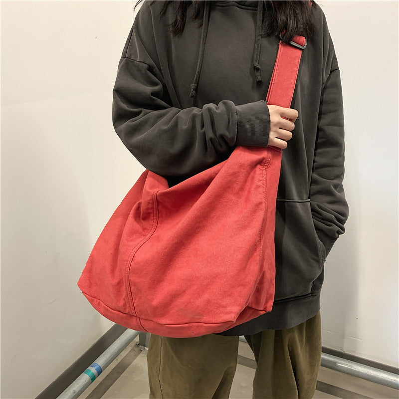 Casual Dames Oversized Canvas Schoudertas met Verstelbare Band