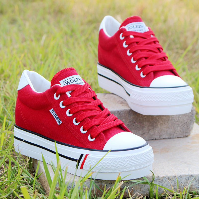 Abigail – Canvas Plateau Sneakers in Wit
