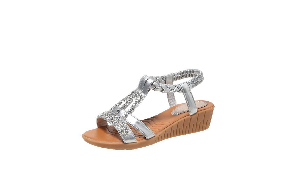 Emma – Casuale Wedges Sandalen met Strass en Romeinse Stijl