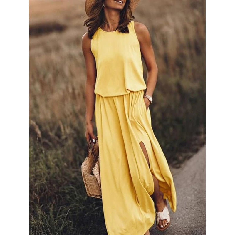 Dames zomerjurk met split – maxi dress voor strand, feest of bruiloft – elegante boho damesjurk in grote maten
