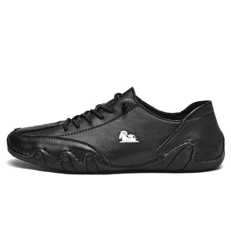 Heren Casual Leren Sneakers – Comfortabele Lage Vrijetijdsschoenen met Platte Zool