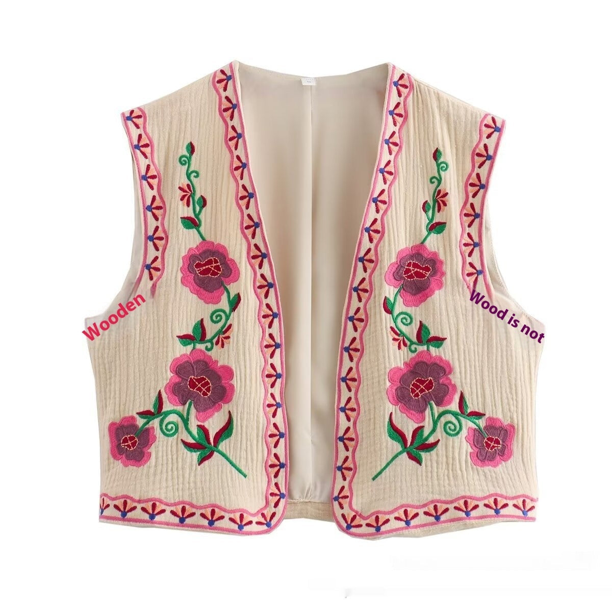 Phoebe – Modieuze Vrouwelijke Gilet met Twee-kleurige Borduursel