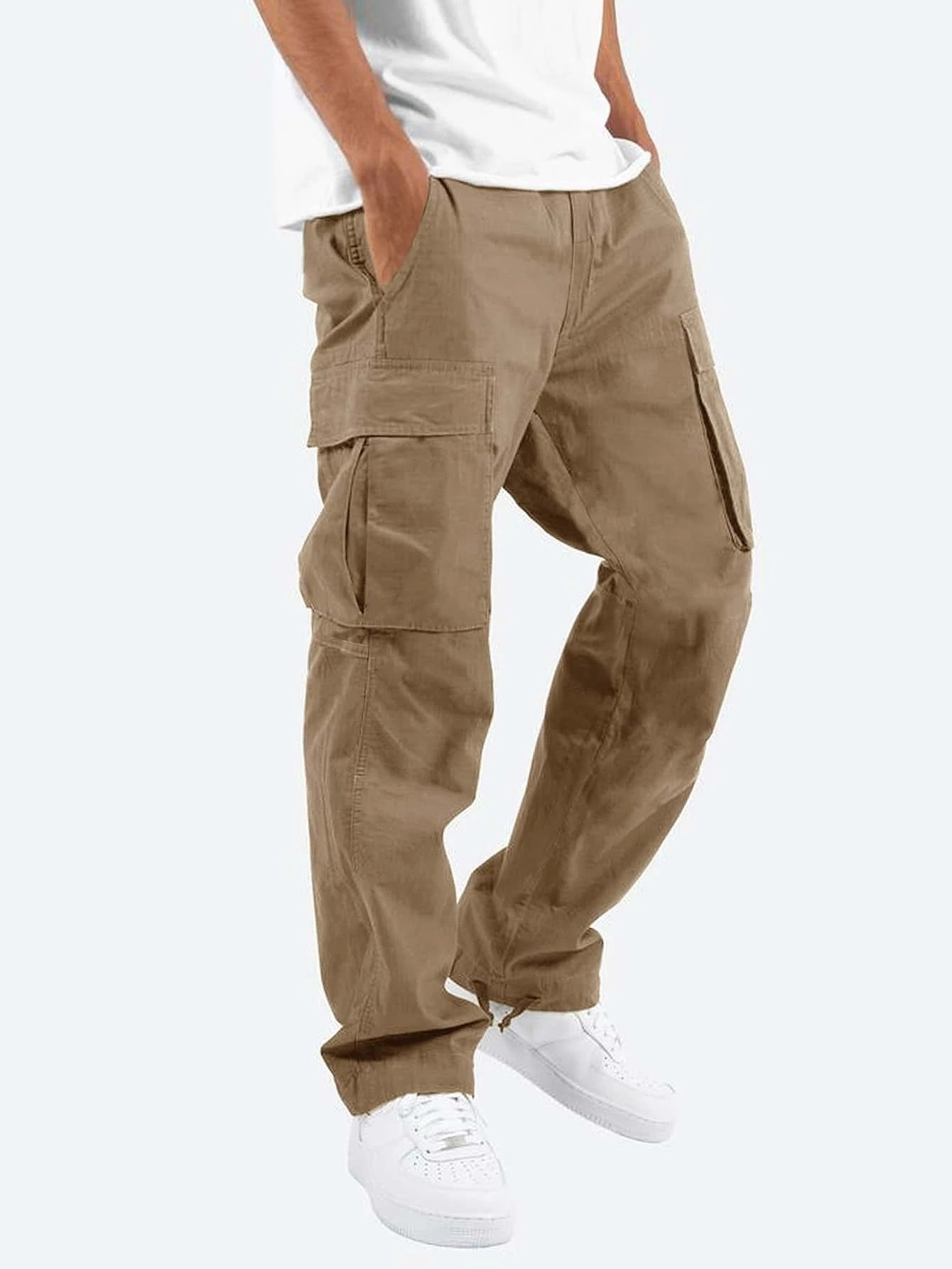 Heren Cargo Broek in Casual Streetwear Stijl met Multifunctionele Zakken